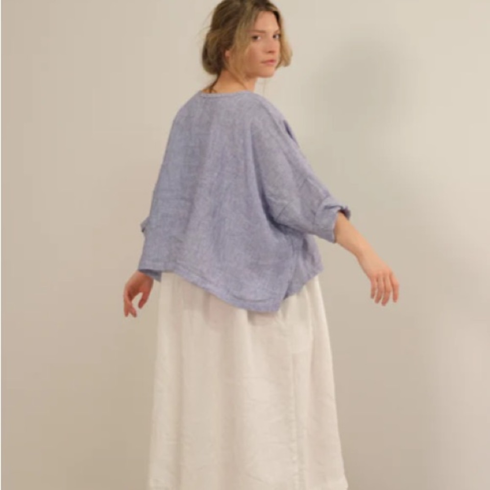 OLIVE linen top by Artemesia, S - Picture 3 of 11